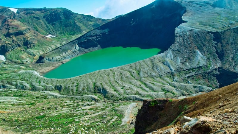 okama lake crater lake japan