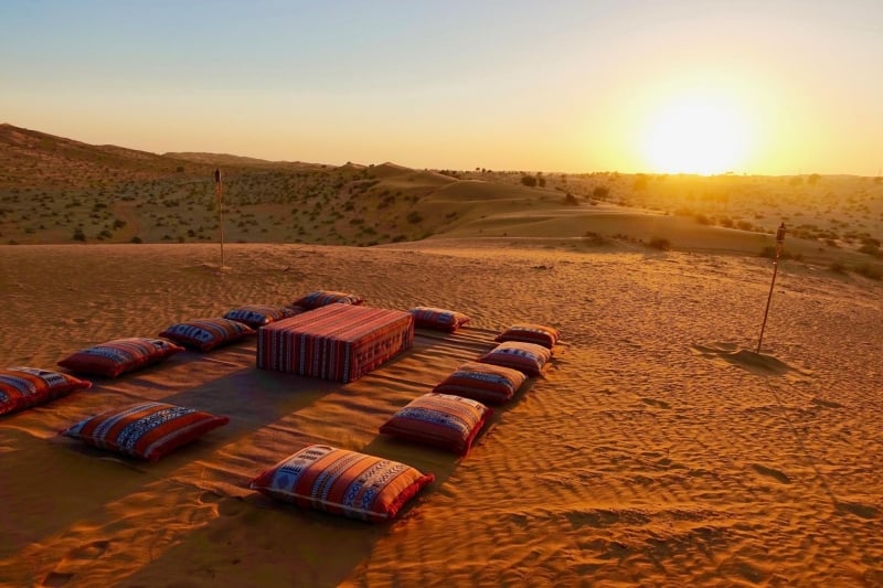sunset picnic desert safari