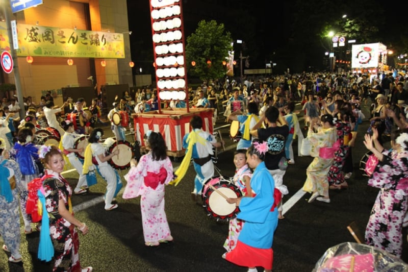 Morioka Sansa Odori at night