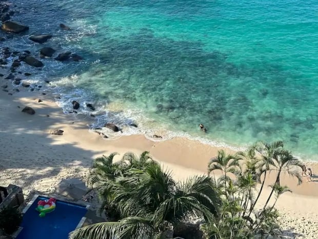 Back garden of this seaside Airbnb in Puerto Vallarta