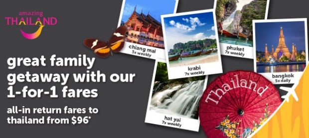 Great Family Getaway:1-For-1 Fares to Thailand with Tigerair