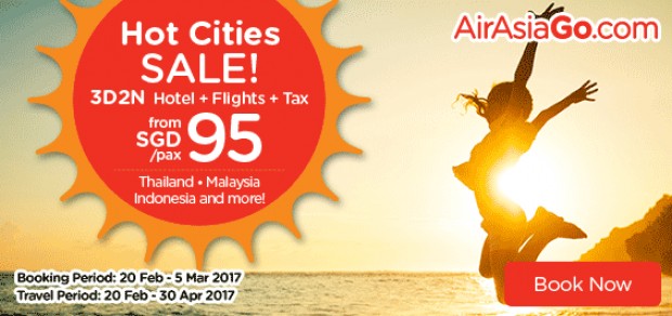 Hot Cities on Sale from SGD95 on AirAsiaGO