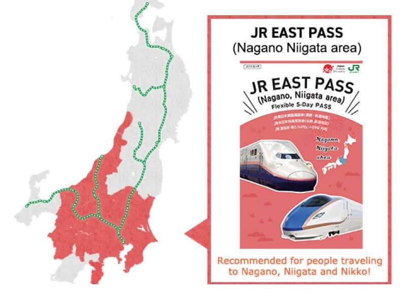 service area map of jr east pass (nagano, niigata)