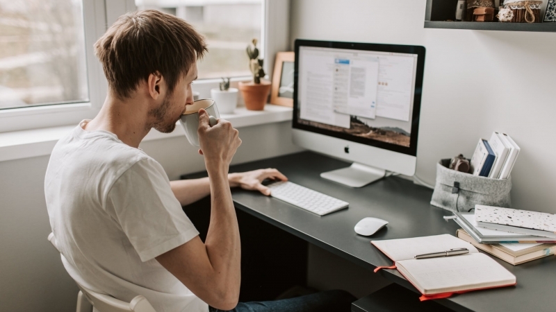 man drinking coffee