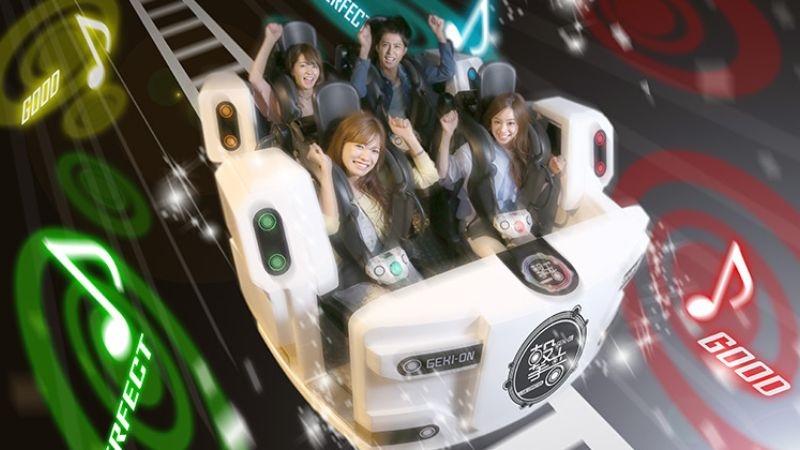 indoor roller coaster in Joypolis, Tokyo