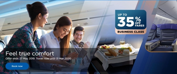 Feel True Comfort with Malaysia Airlines' Flight at 35% Off