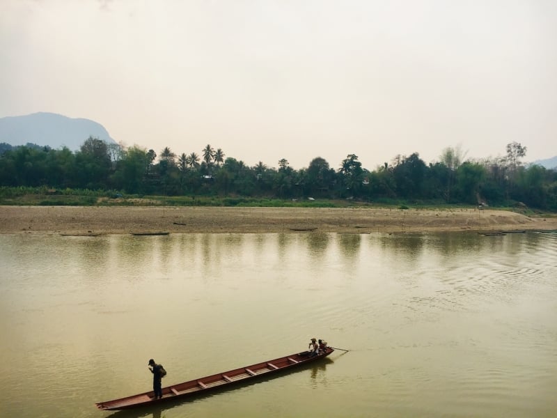 Crossing the Nam Khan River at MandaLao Elephant Conservation