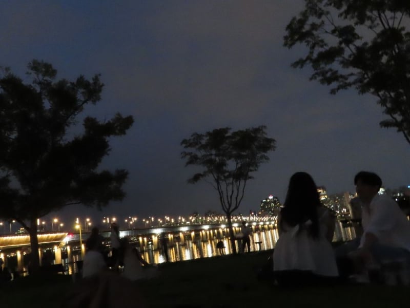 Yeouido hangang park, night, han river picnic