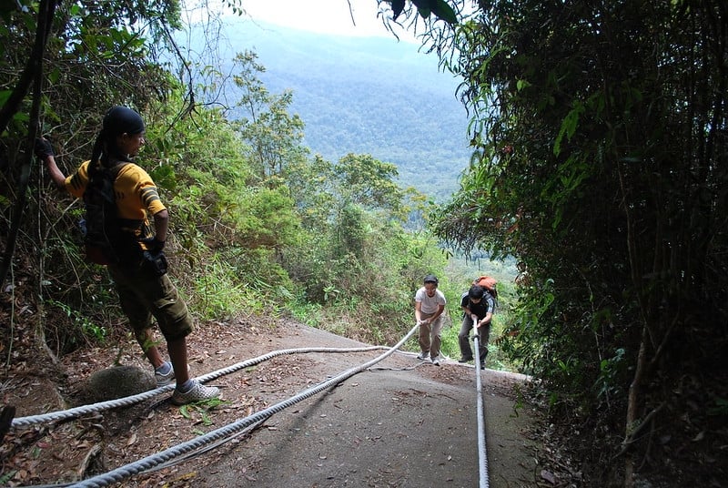 climbing up mountain
