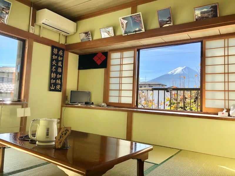 traditional japanese inn with mount fuji view