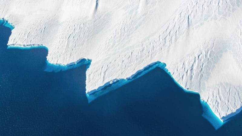 antarctica ice fields from above