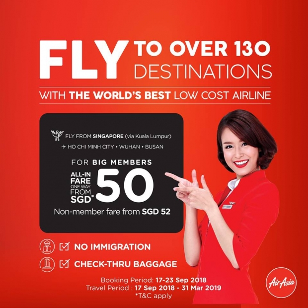 Fly to Over 130 Destinations with AirAsia from SGD50