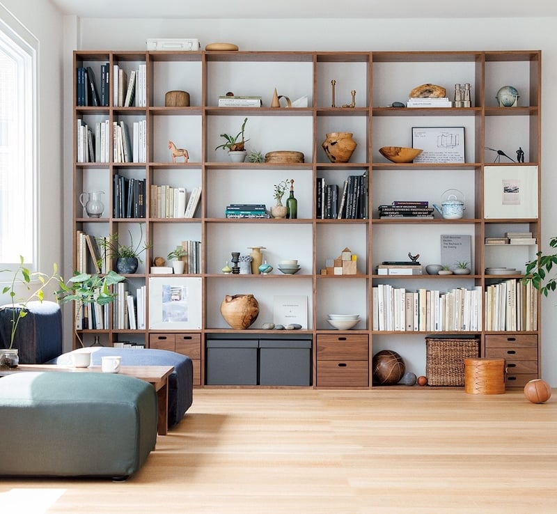 10 Modern Japanese Interior Design, Japanese Wall Shelves Design For Living Room