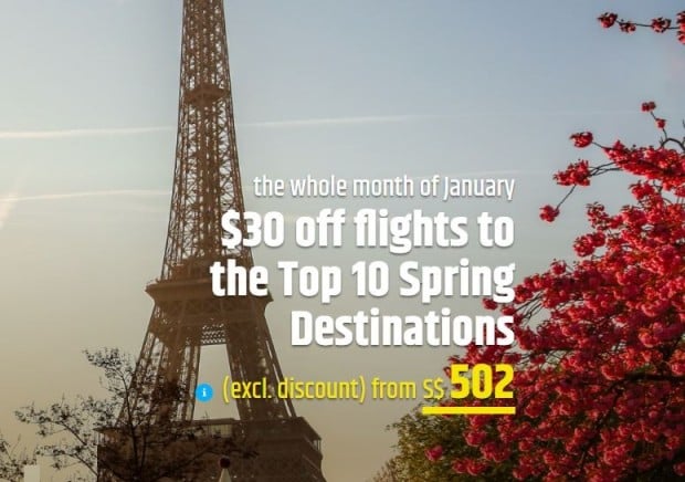 January Deal | $30 Off Flights to Top 10 Spring Destinations with CheapTickets.sg
