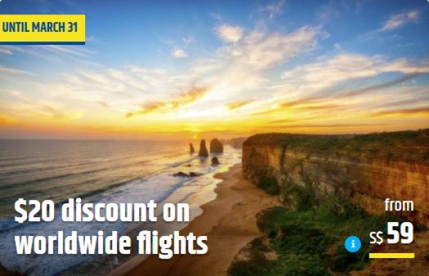 $20 Discount on Worldwide Flights via CheapTickets.sg with Maybank