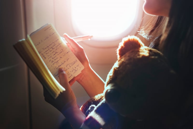 long-haul flight: read a book