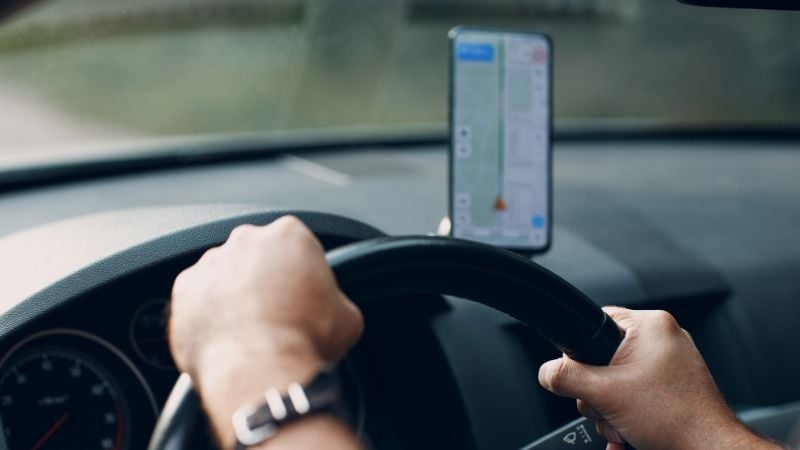 navigating on the road with a phone