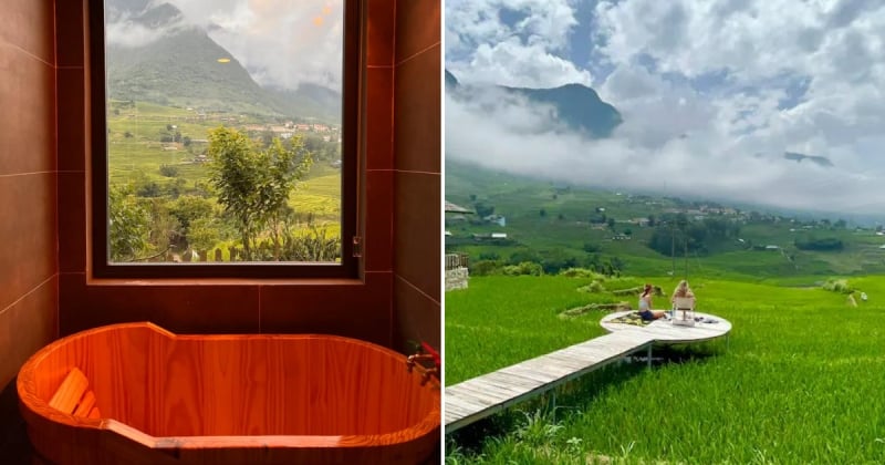 elegant airbnb sapa vietnam bath tub and outside views