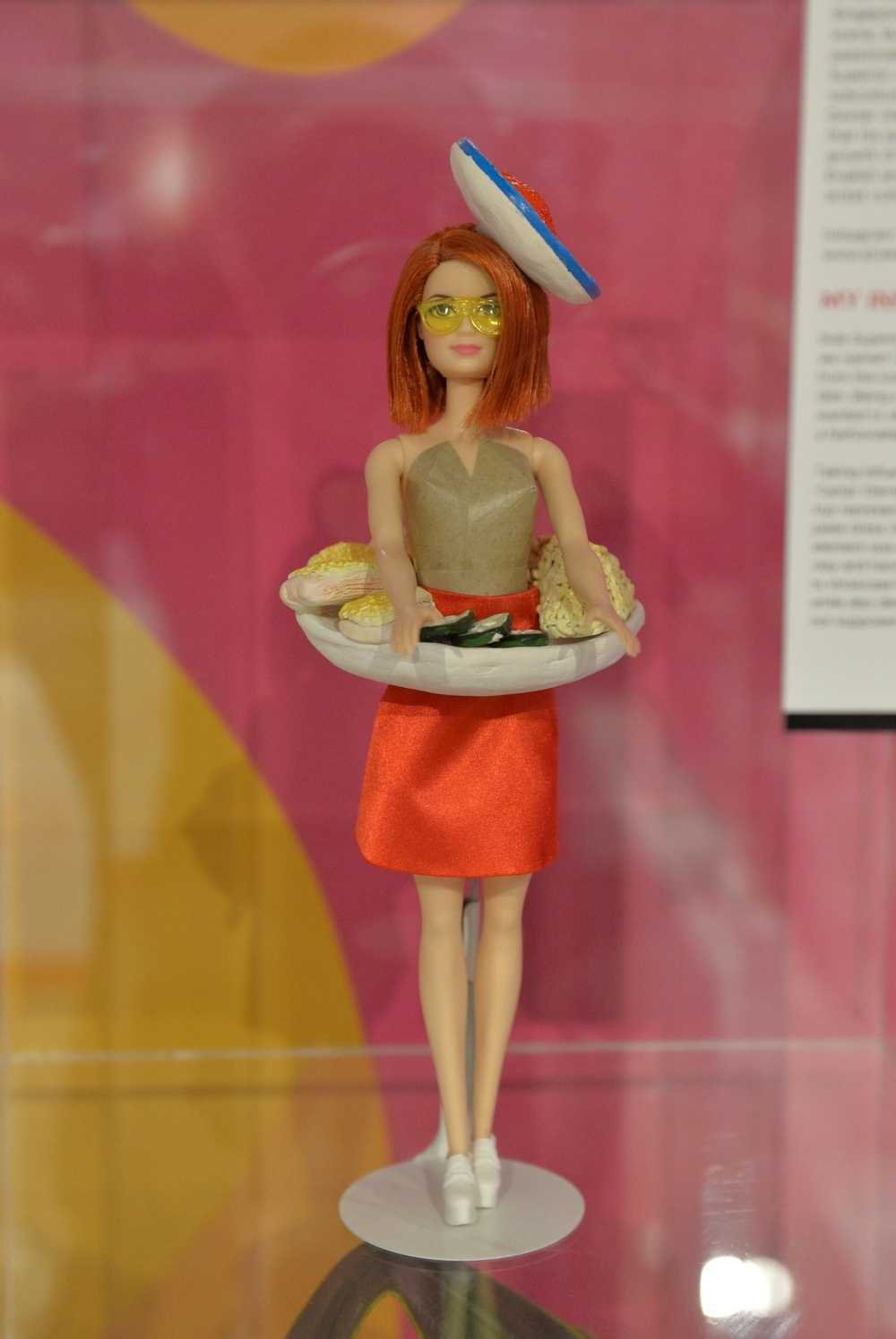 Barbie in chicken rice dress