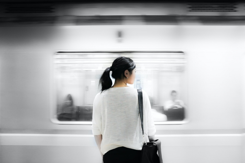 woman at a subway station
