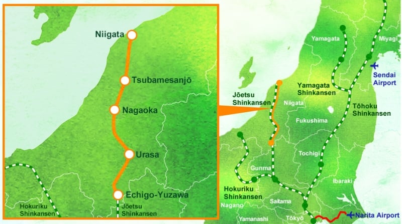 route map of genbi shinkansen