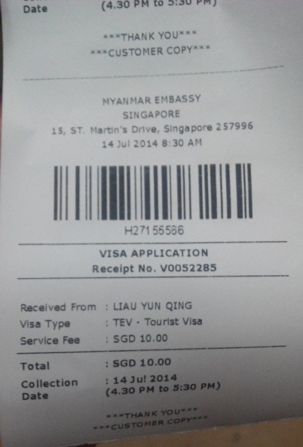how to apply singapore visa from myanmar
