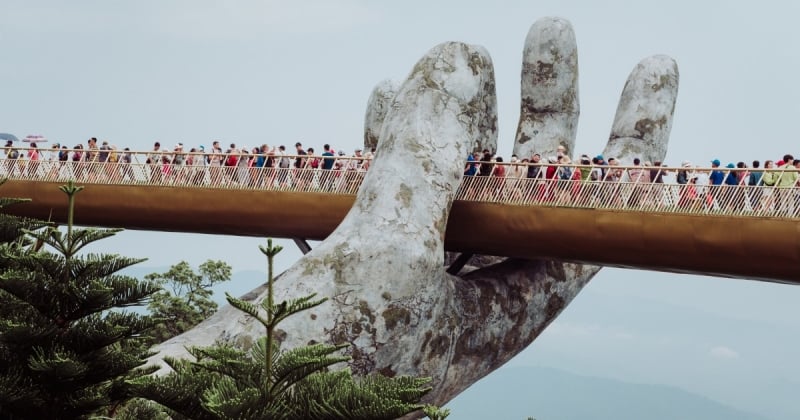 one of Da Nang attractions: Golden Bridge at Ba Na Hills