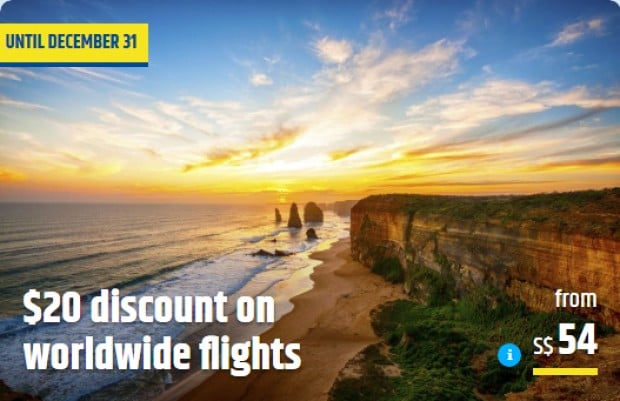 SGD20 Discount on Worldwide Flights via CheapTickets.sg
