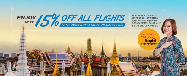 15% Off All Flights in Malaysia Airlines Exclusive for Singtel Subscribers