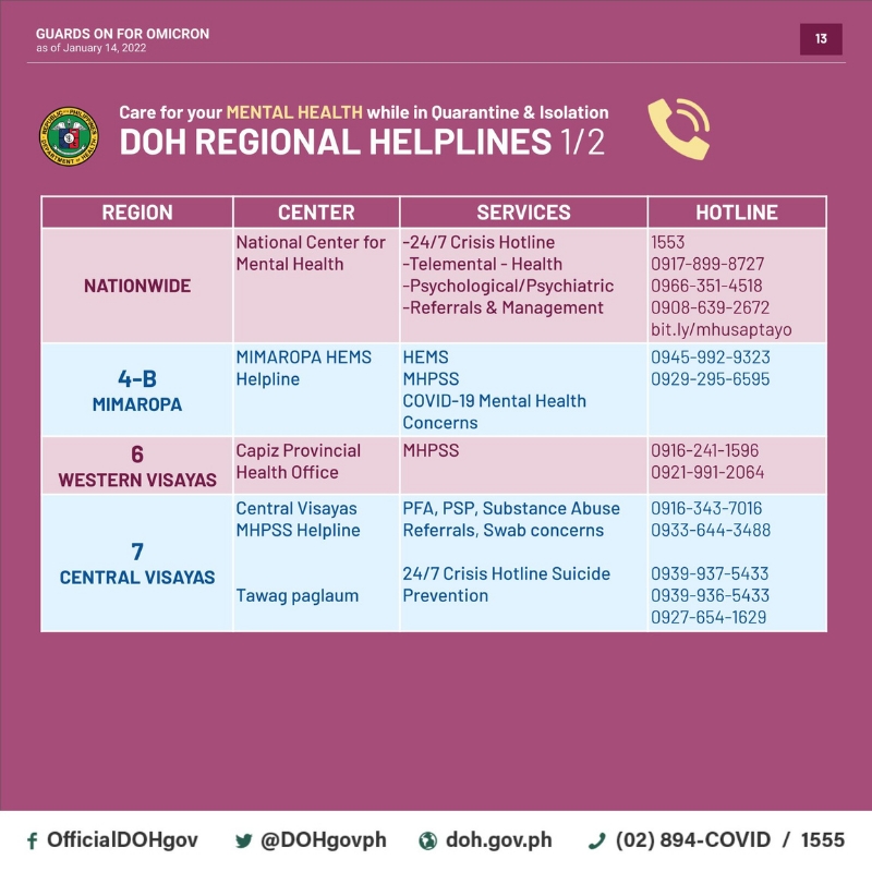 mental health hotlines