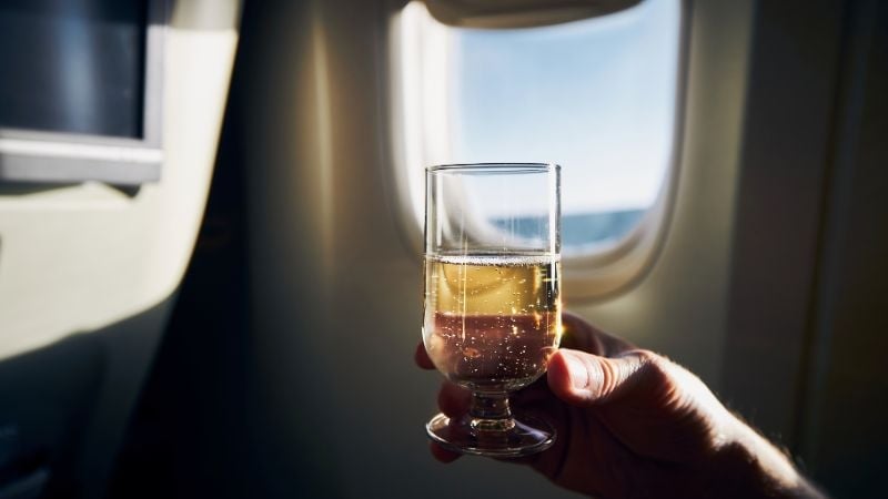 sparkling wine on a flight