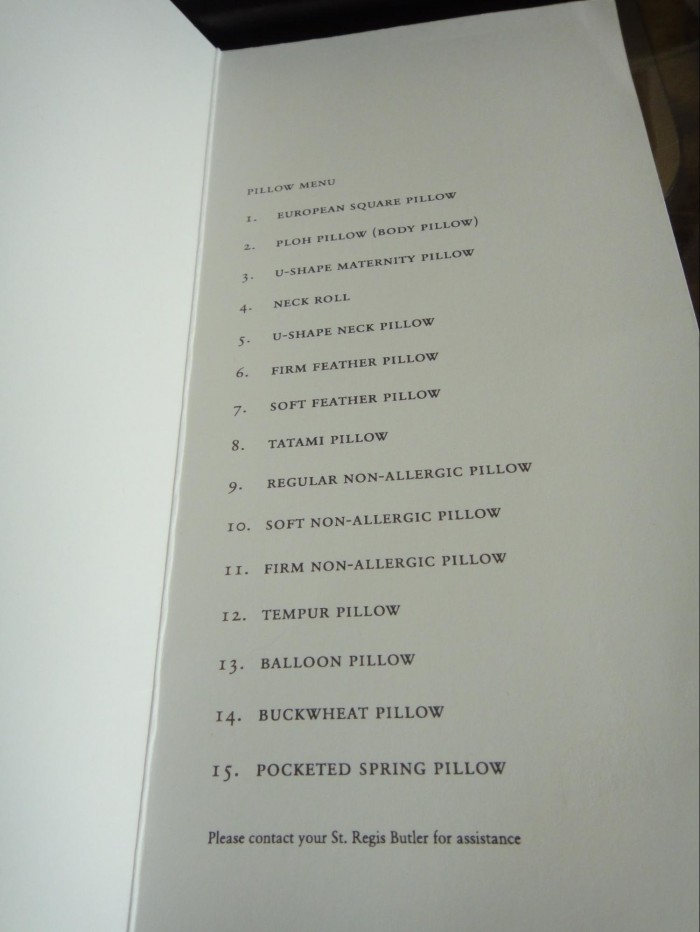 pillow menu