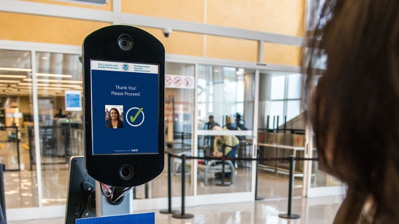 biometric face scan at an airport