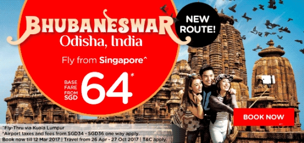 Fly to Bhubaneswar from SGD64 with AirAsia