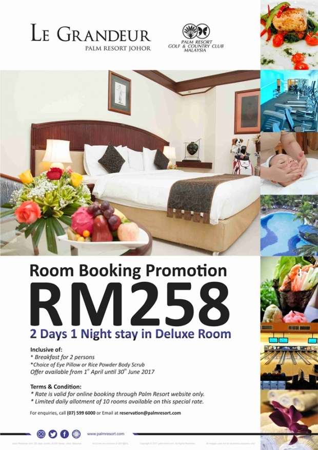2D1N Stay in Deluxe Room from RM258 with Le Grandeur Palm Resort