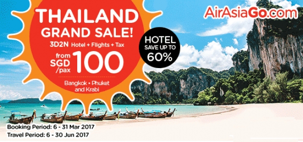 Travel to Thailand in 3D2N+Flight from SGD100 with AirAsiaGo