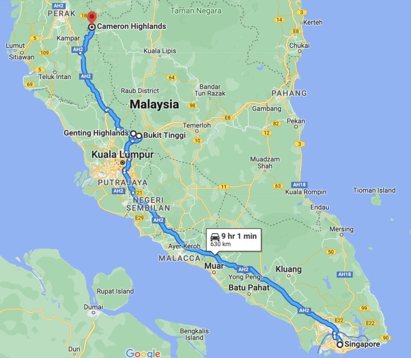 Malaysia Road Trip: Singapura ke Cameron Highlands