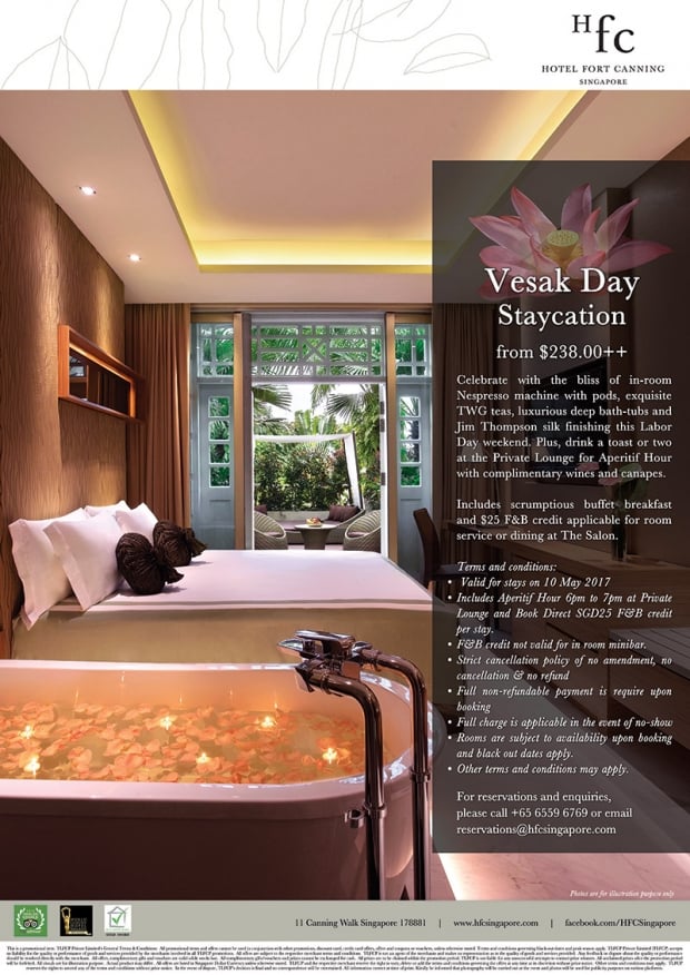 Vesak Day Staycation from SGD238 in Hotel Fort Canning Singapore
