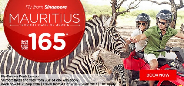 Fly to Mauritius and more from SGD165 with AirAsia