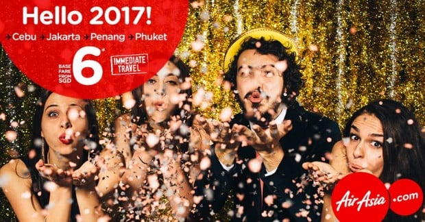 Welcome 2017 with Immediate Travel from SGD6 on AirAsia