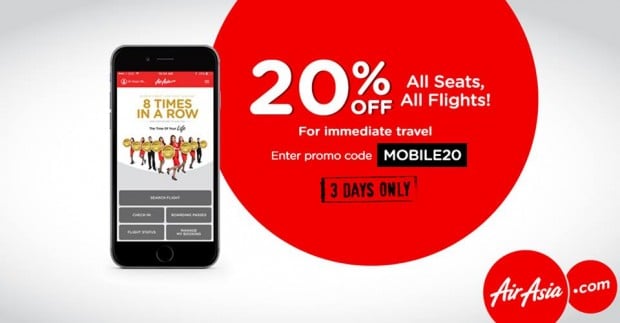 3-Days Sale | Save 20% Airfares Using AirAsia Mobile App