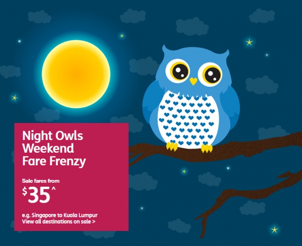 Night Owls Weekend Fare Frenzy from SGD35 in Jetstar