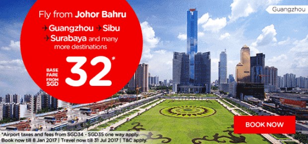 Fly from Johor Bahru to more Destinations with AirAsia from SGD32