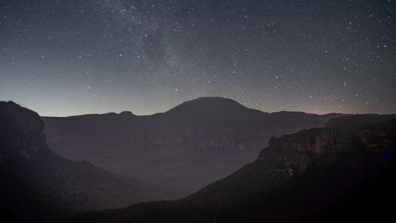 the night sky in the blue mountains, new south wales