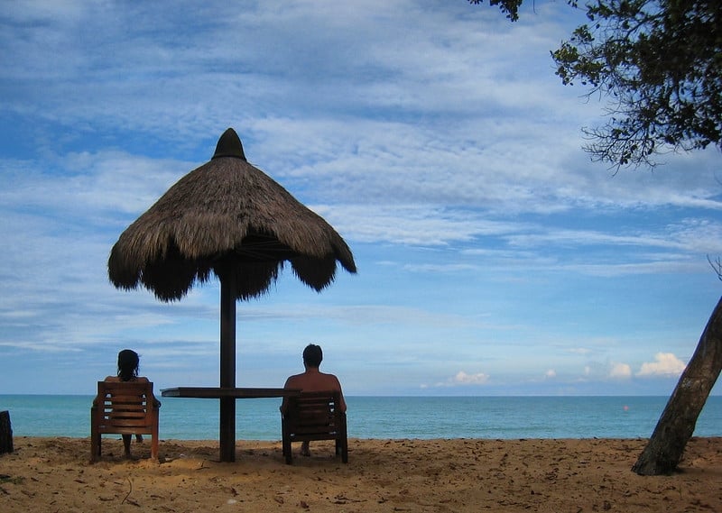 sitting by the beach