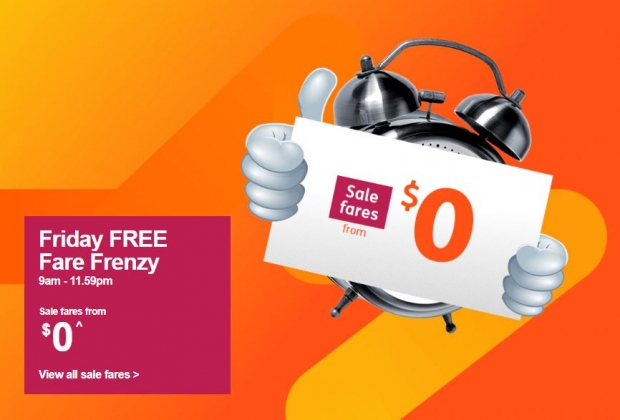 Friday FREE Fare Frenzy in Jetstar from SGD $0
