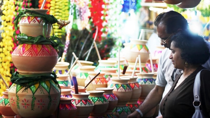 a street in little india, singapore, during pongal