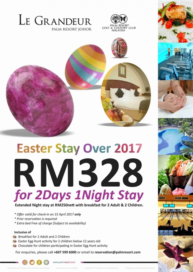 Celebrate Easter in Le Grandeur Palm Resort Johor from RM328
