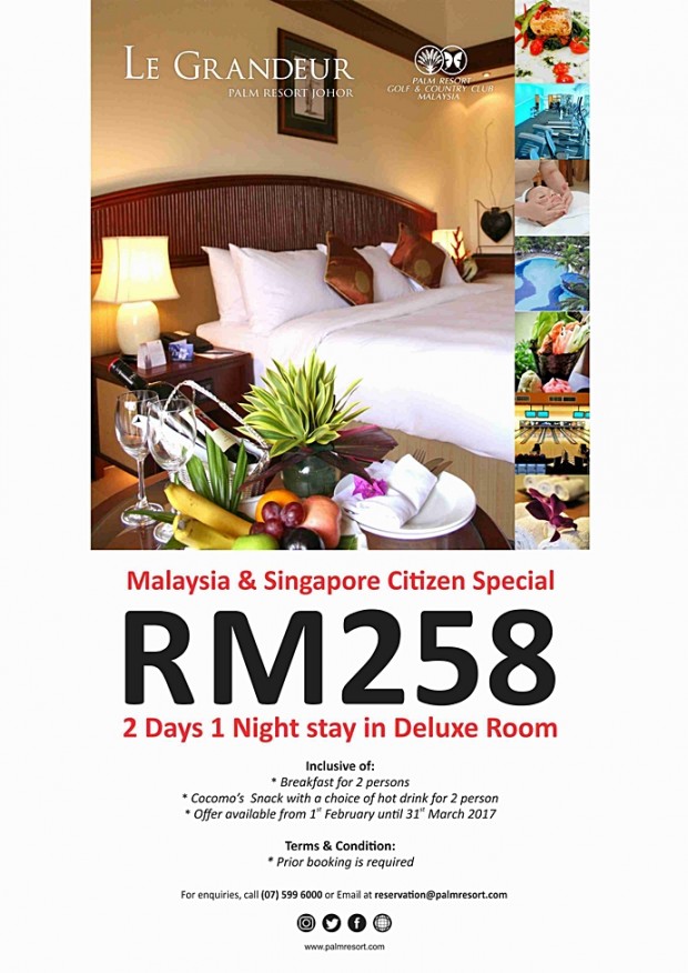 Malaysia & Singapore Citizen Special in Le Grandeur Palm Resort Johor
