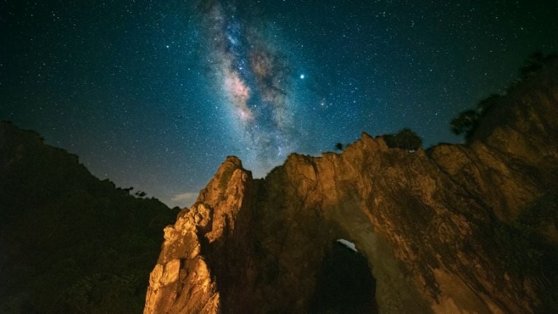 milky way over the arch of Mersing in Johor